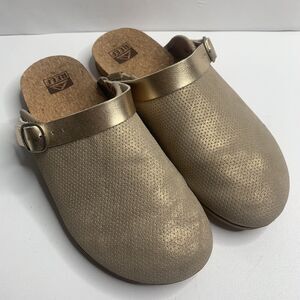 Reef Cushion Sage Se Gold Metallic Leather Cork Sandals